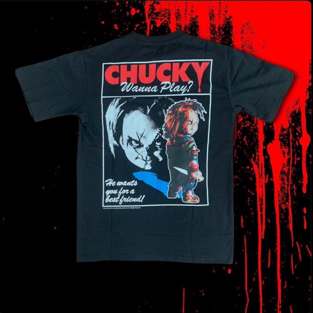 CHUCKY UNIVERSAL HHN MENS HALLOWEEN EMBROIDERED GRAPHIC TEE
